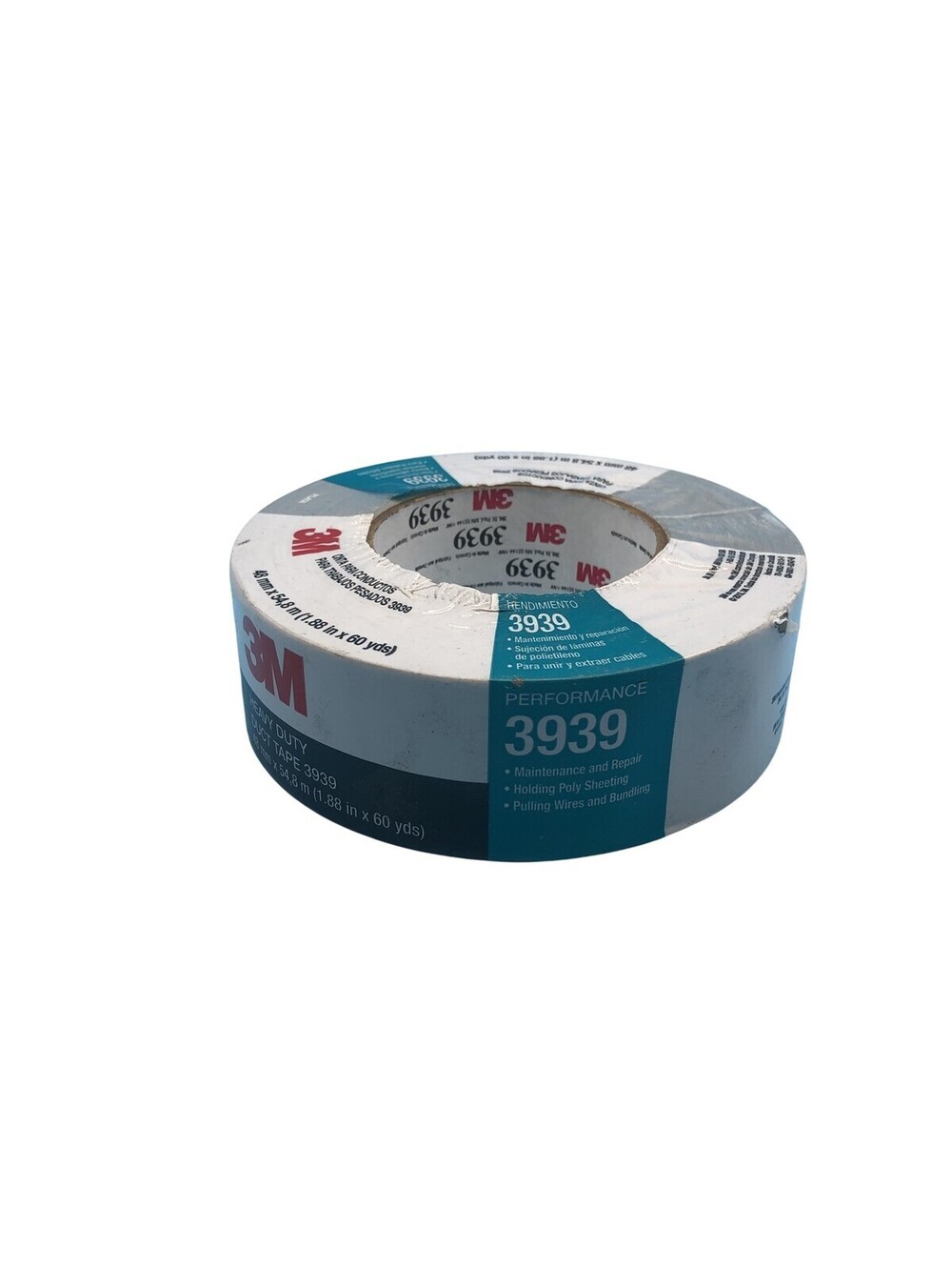 3M Heavy Duty Silver Duct Tape Roll 3939 48mm X 54.8m 1.88in X 60yds USA